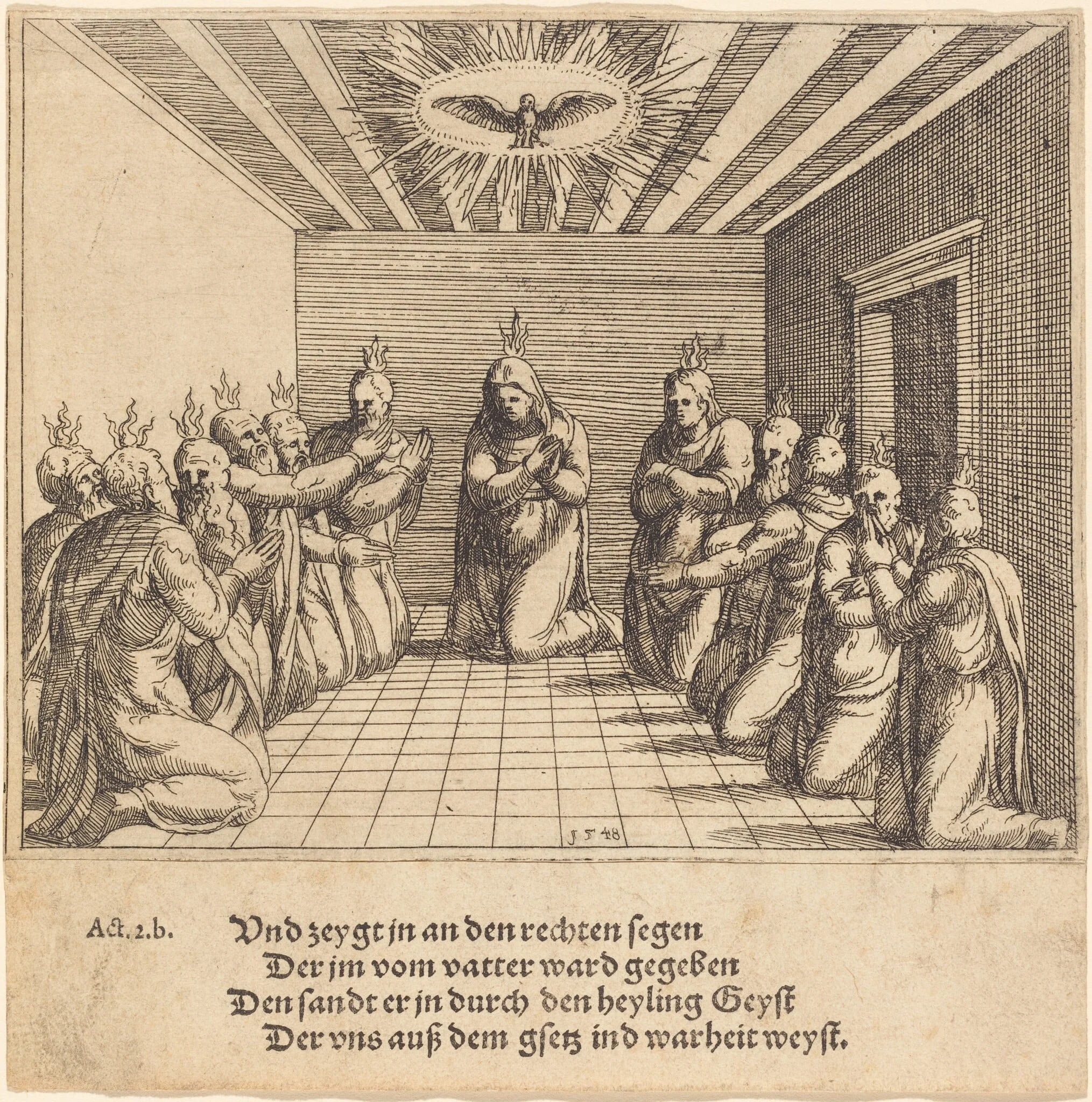 The Descent of the Holy Spirit, by Augustin Hirschvogel, ink, 1548