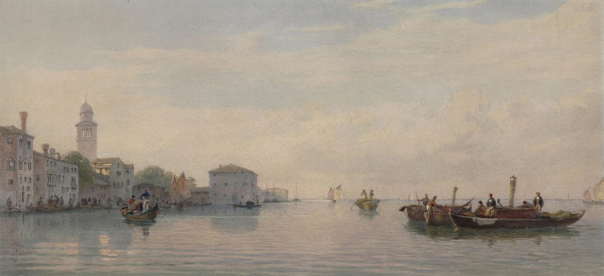 The Lagunes of Venice, by James T. Hervé d'Egville, watercolor, 1866