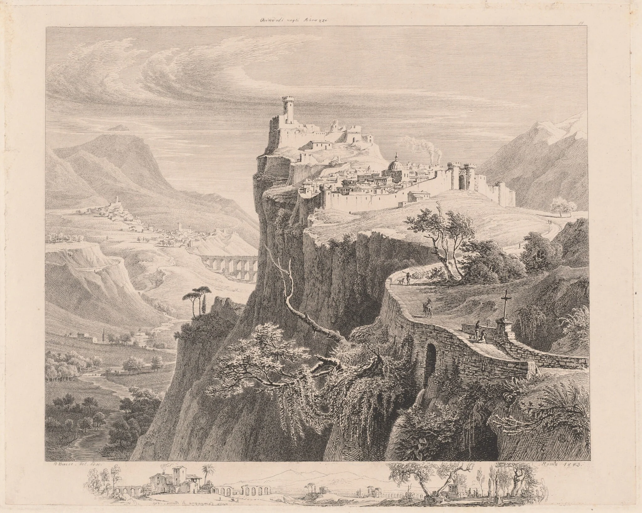 Ovindoli negli Abruzzi, by Georg Heinrich Busse, ink, 1843