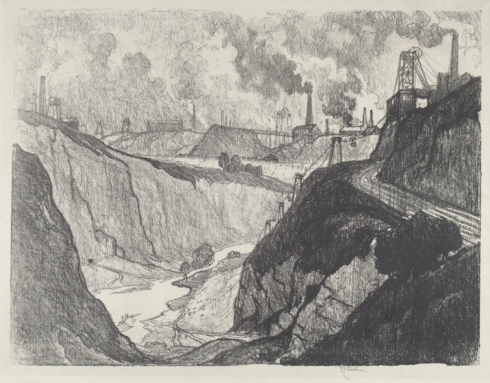 The Iron Mine, by Joseph Pennell, ink, 1916