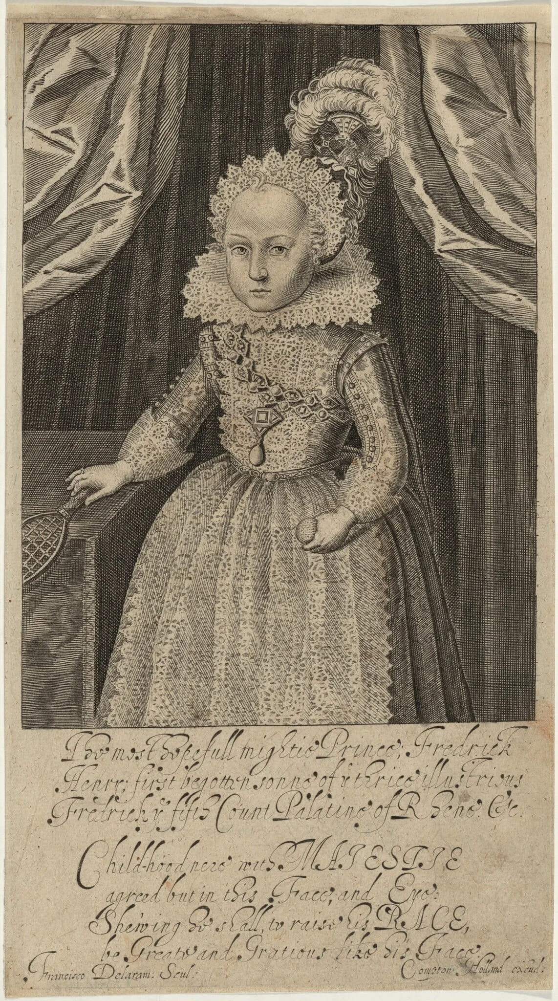 Prince Frederick Henry, by Francis Delaram, ink, 1608