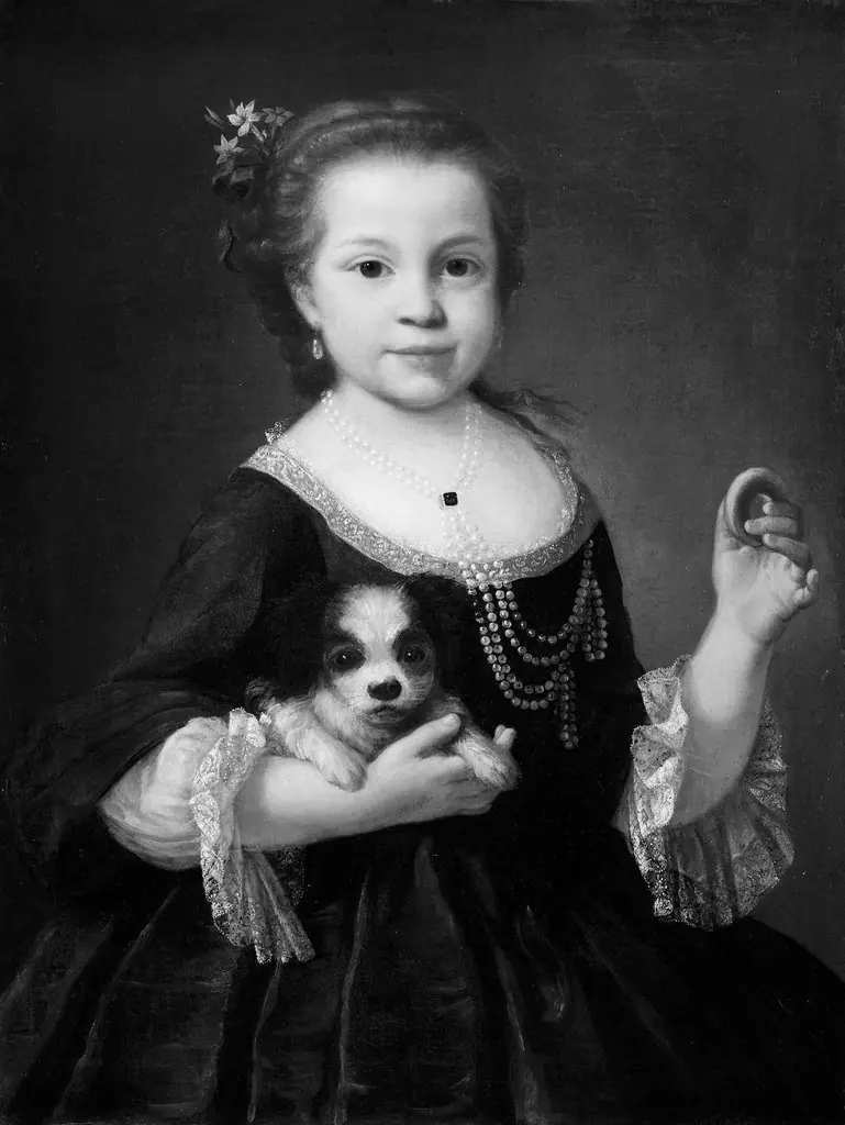 Portrait of a girl with a dog