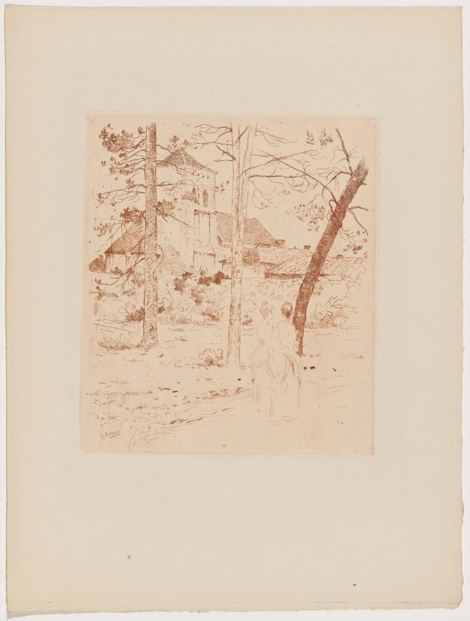 Promenade, by Henri Lerolle, ink, 1895