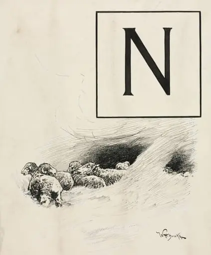 Inital N for Chapter L from "Lorna Doone"