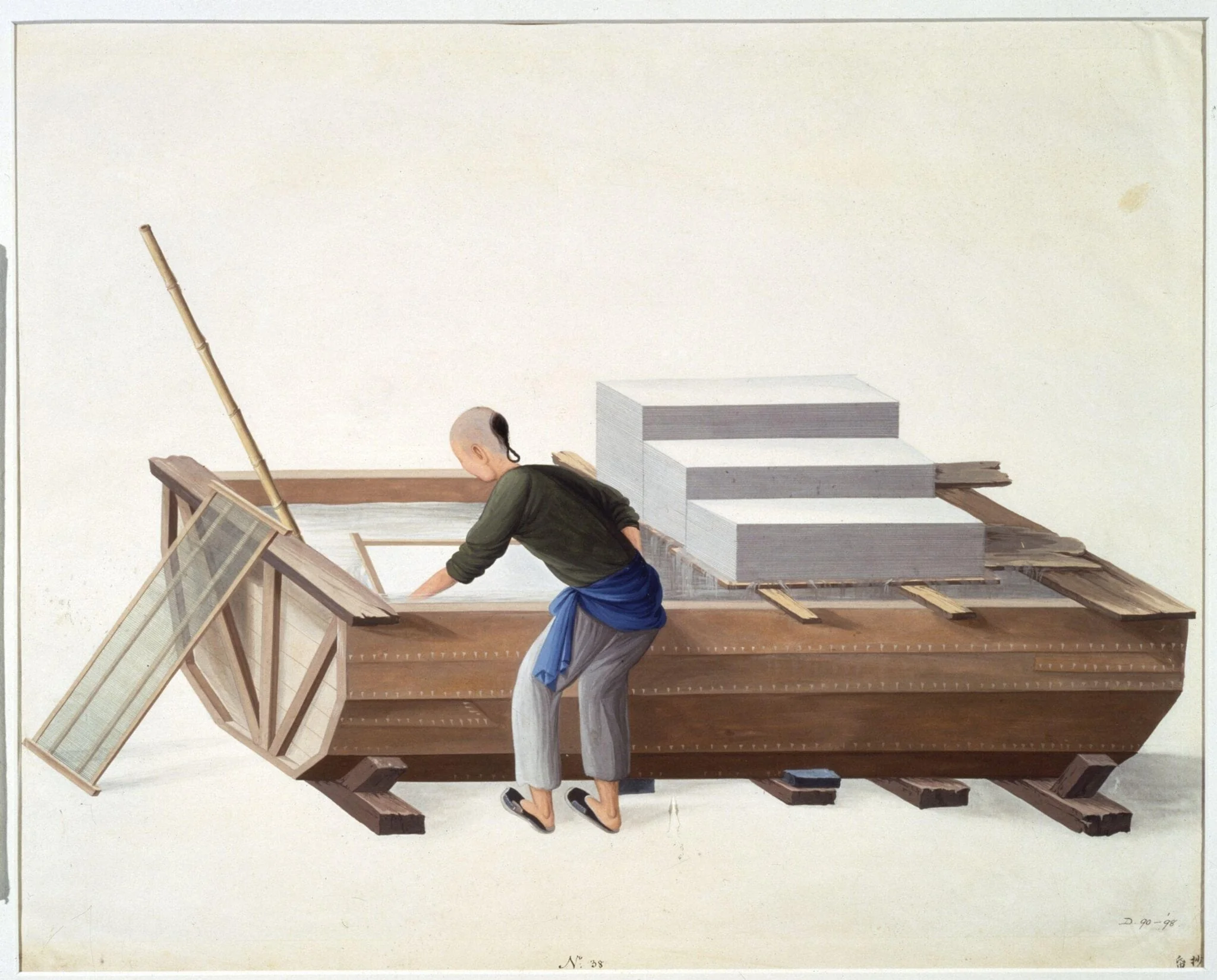 A Paper Maker, by Puqua, paint, 1790