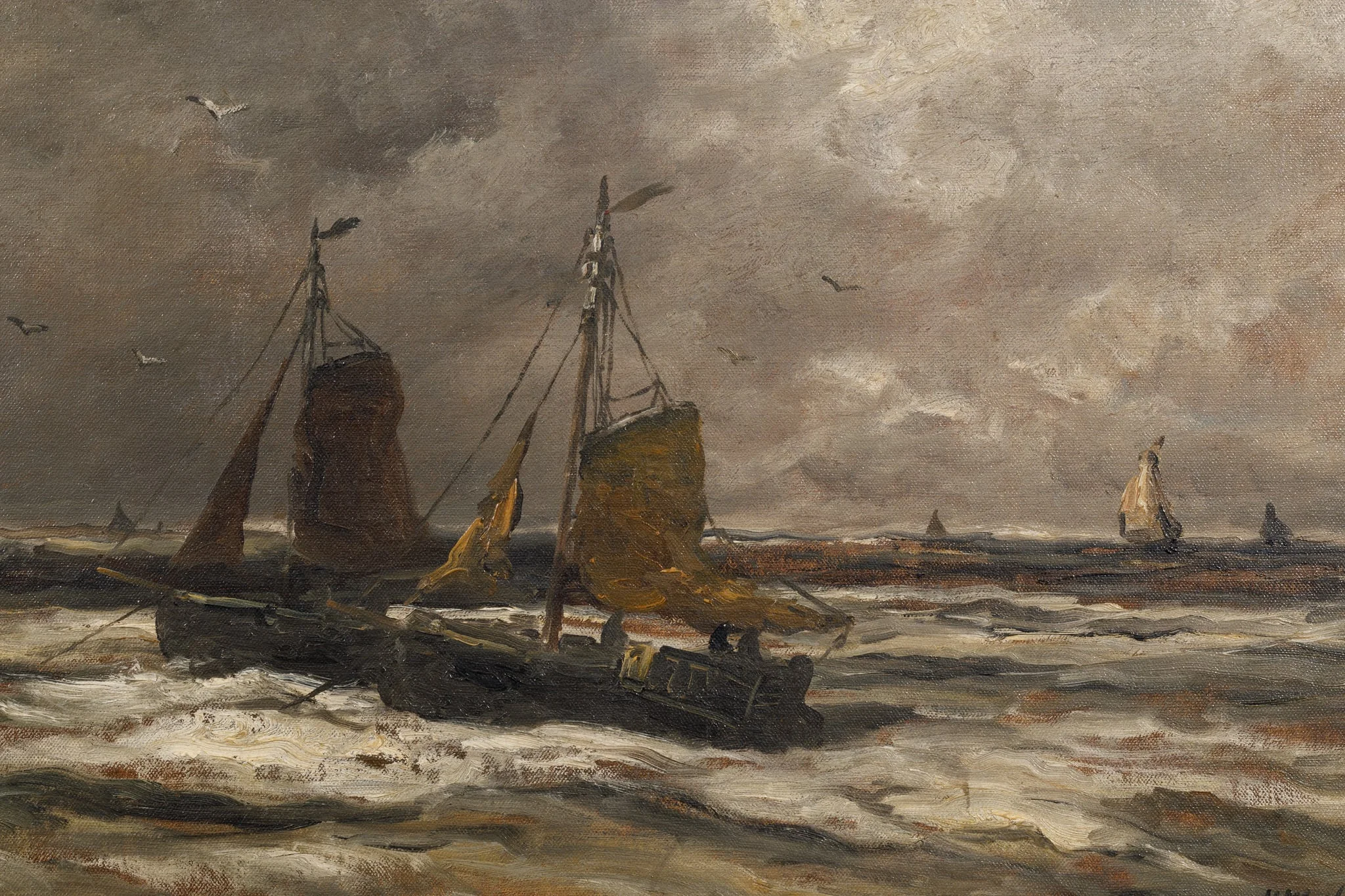 Bărci la Scheveningen, by Hendrik Willem Mesdag, 1850