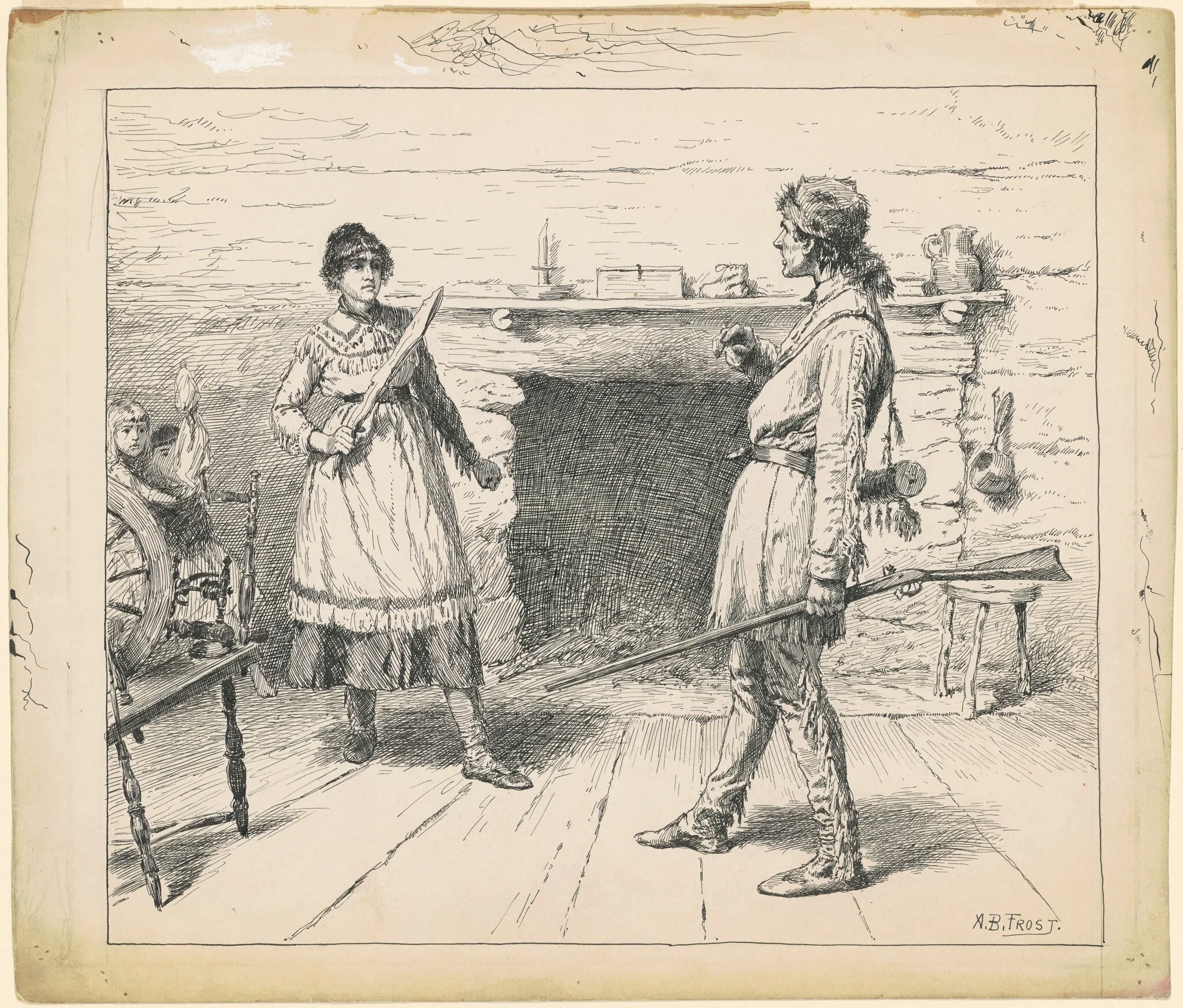 Ai Telled Him to Stan Off, by Arthur B. Frost, ink, 1884
