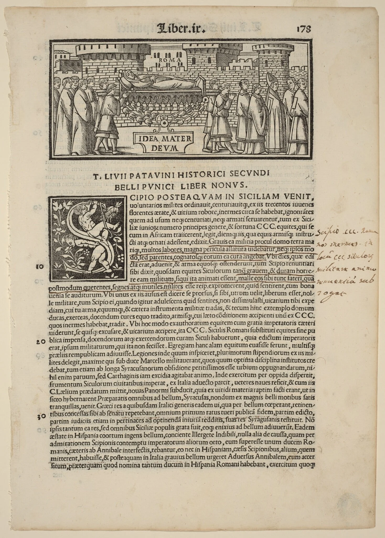 Page from Livius Historiabum Libri, by Andrea Zoan, ink, 1520