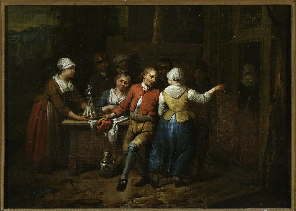 Dancing in front of a tavern