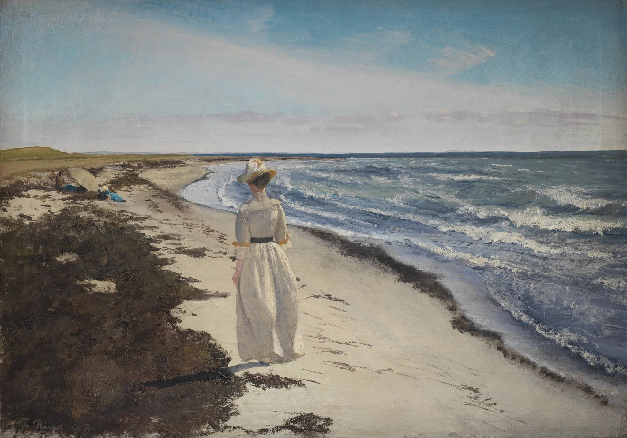 Lady at Karrebæksminde Beach, Zealand, by Unknown, 1898