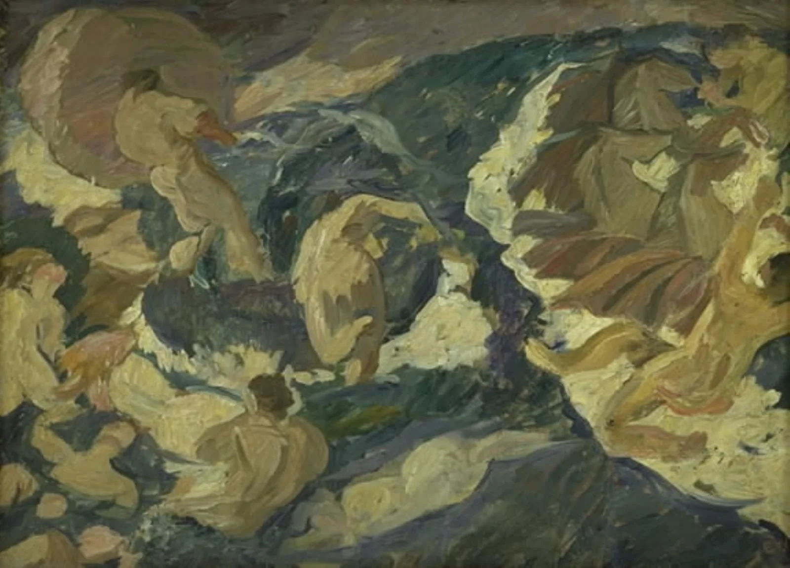 Poseidon Rushing over the Sea Surrounded by Nereids and Tritons, by Unknown, 1917