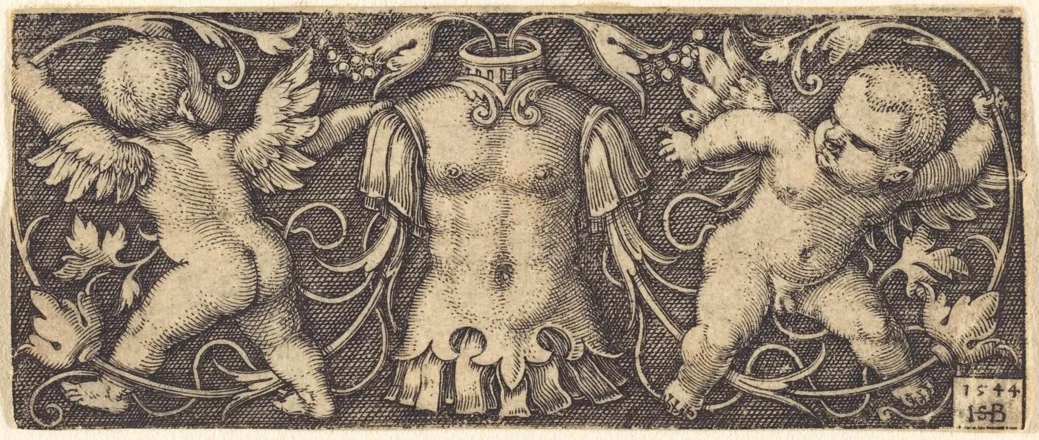 Ornament with Armour and Two Genii
