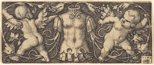 Ornament with Armour and Two Genii