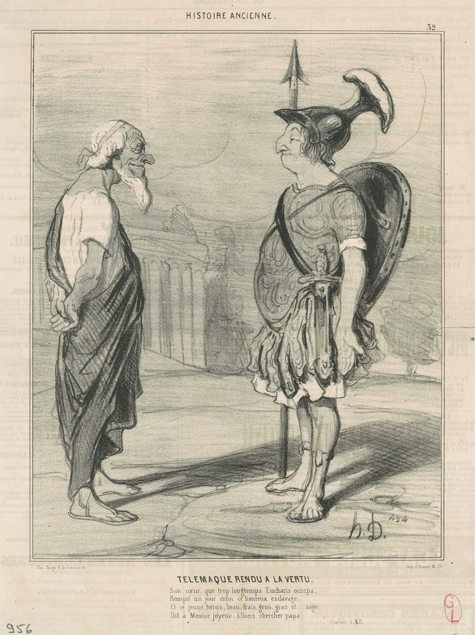 Télémaque rendu a la vertu, by Honoré Daumier, ink, 1842