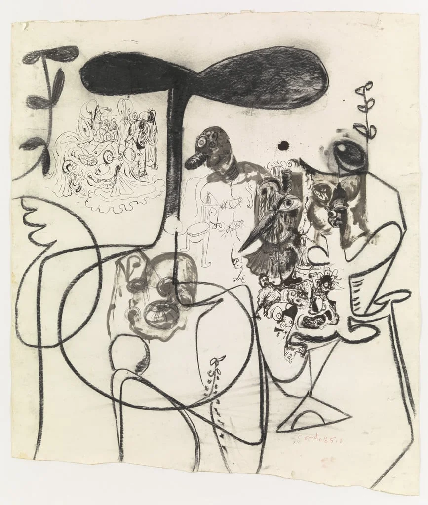 Untitled, by George Condo, charcoal, 1985