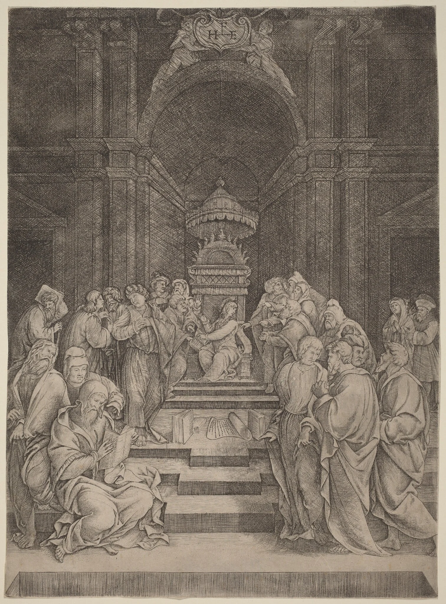 Christ Disputing with the Doctors, by Master HFE, ink, 1515