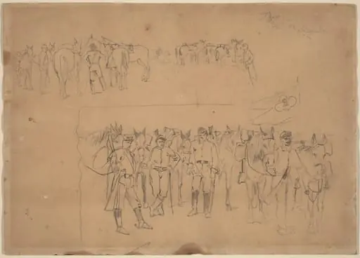 Officers and Horses at Rest