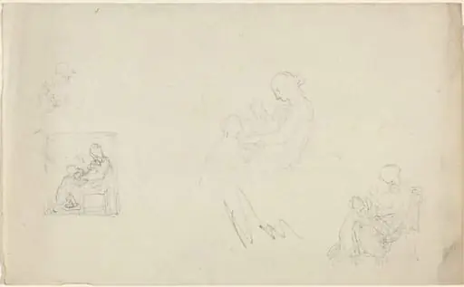 Four Studies of a Seated Woman with Children at Her Feet (Sketches for the Monument to Lady FitzHarris?)