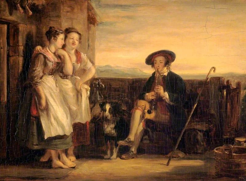 A Scene from Ramsay's 'The Gentle Shepherd', by David Wilkie, oil, 1823