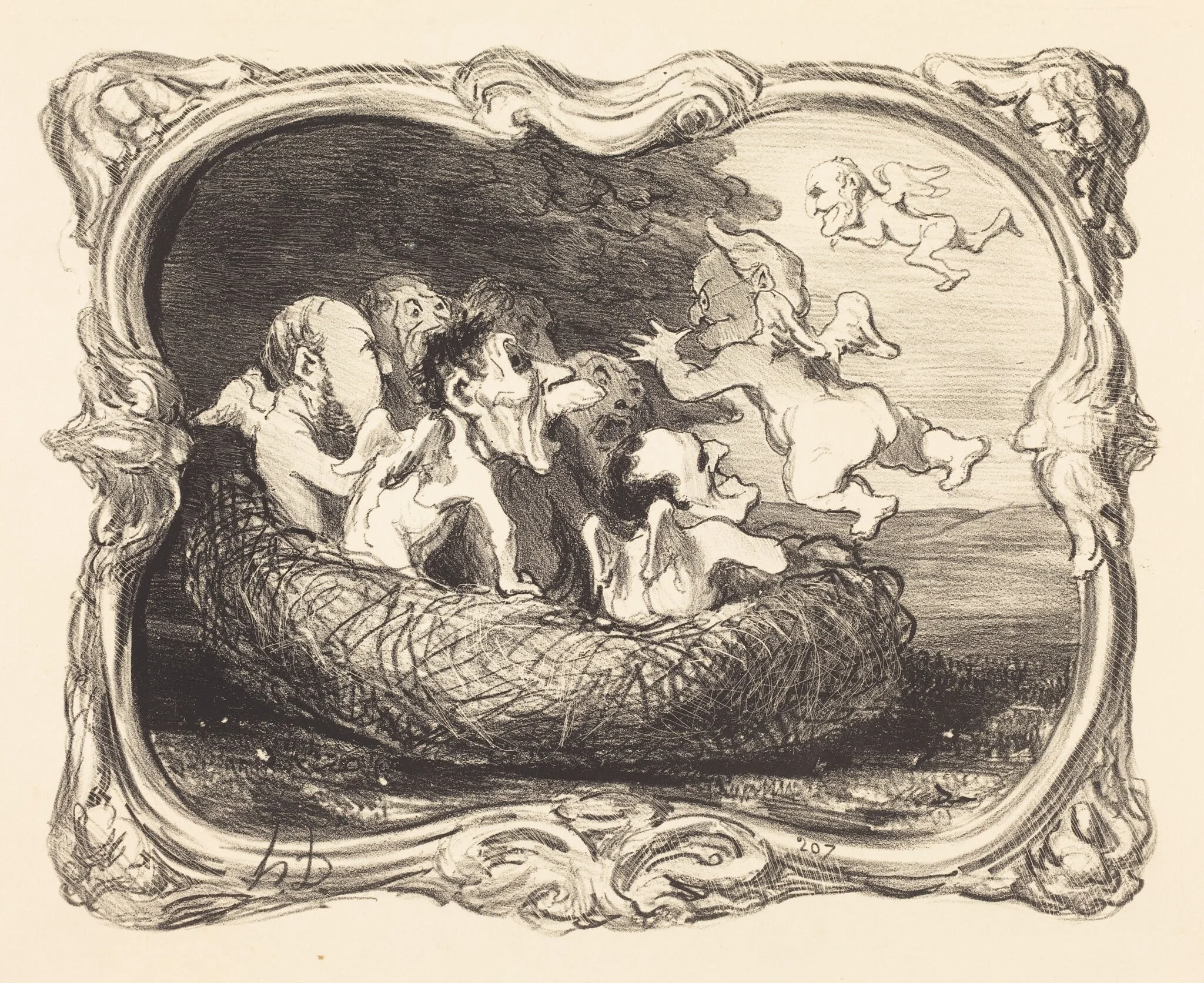 Le Nid abandonné, by Honoré Daumier, ink, 1851