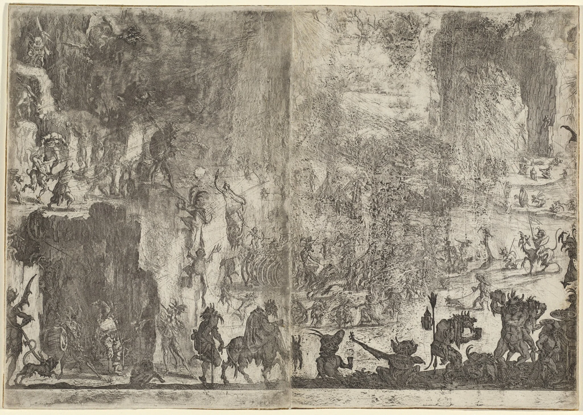 The Temptation of Saint Anthony [first version], by Jacques Callot, ink, 1617
