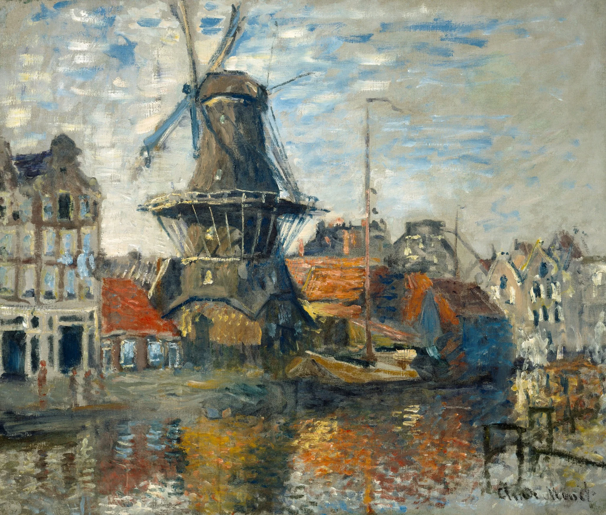 The Windmill on the Onbekende Gracht, Amsterdam, by Claude Monet, oil, 1874