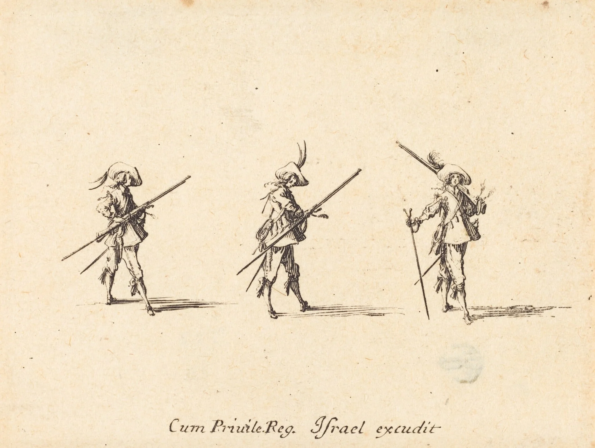 Drill with the Musket, by Jacques Callot, ink, 1634