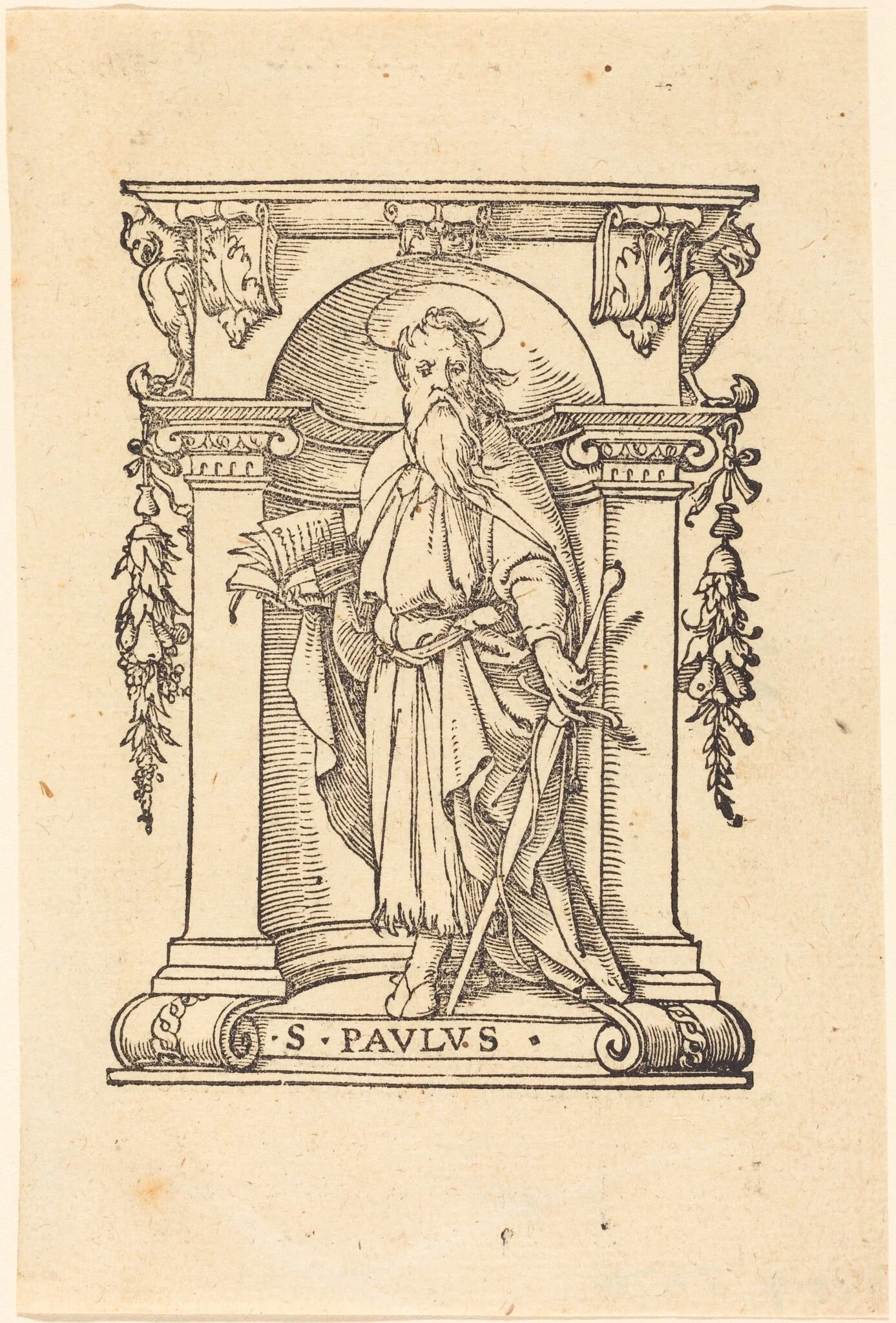 Saint Paul with Book and Sword, by Hans Holbein the Younger, ink, 1540