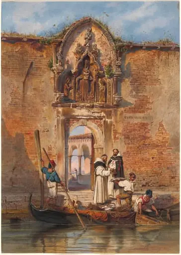 Monks Buying Fish before the Portal of the Madonna della Misericordia