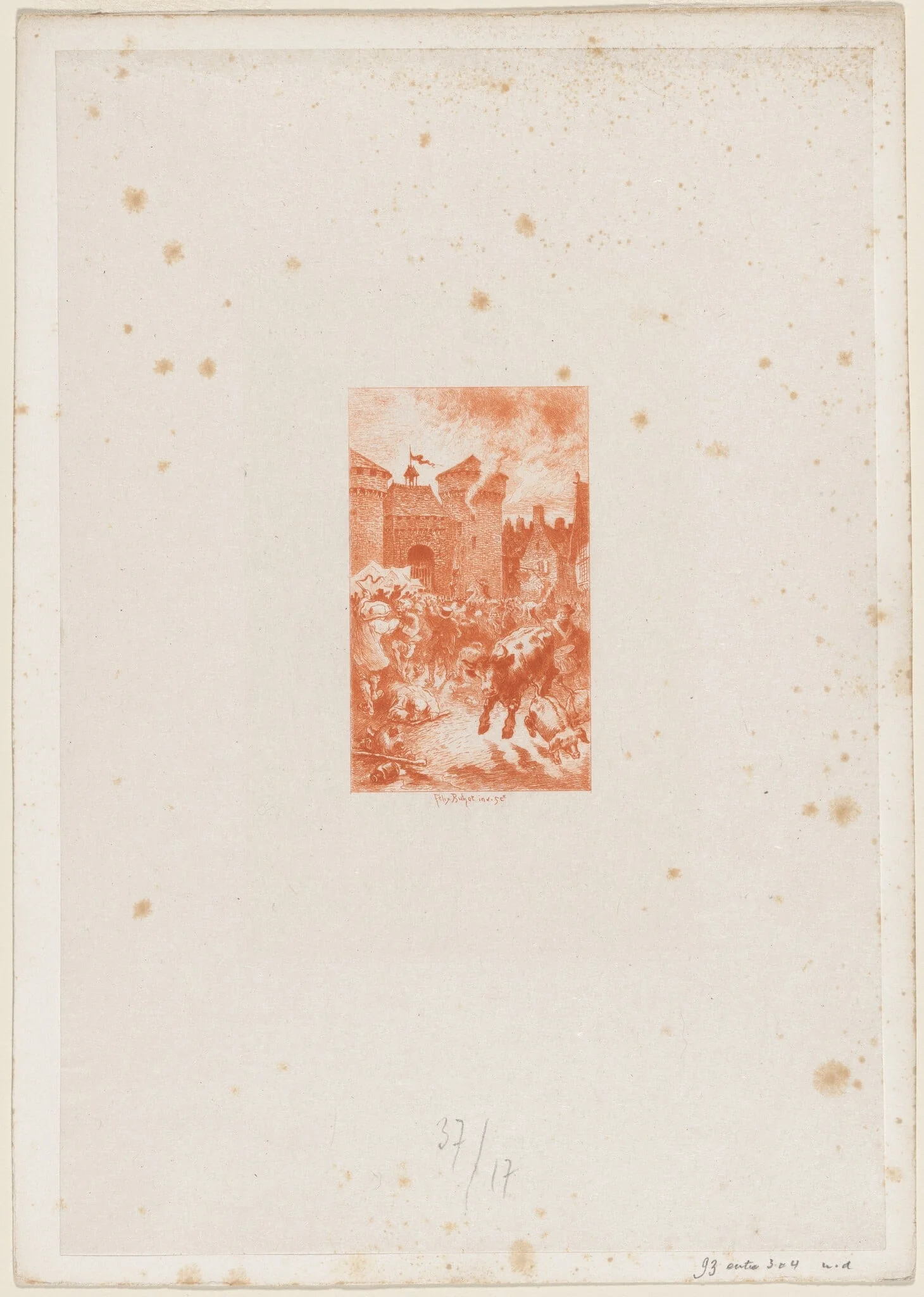 A cette lueur soudaine..., by Félix-Hilaire Buhot, ink, 1878