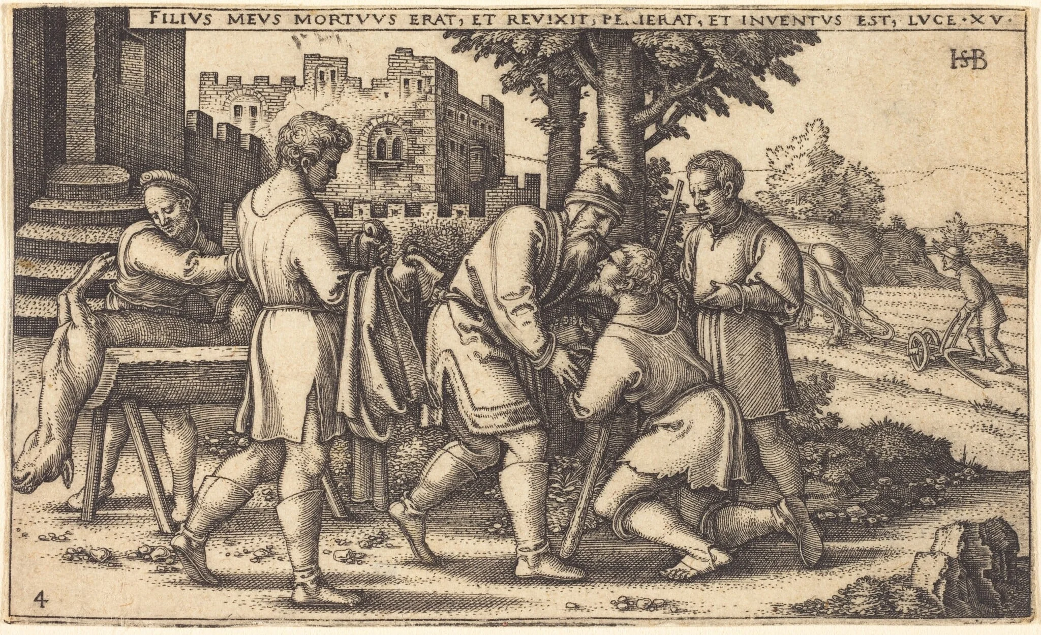 The Return of the Prodigal Son, by Sebald Beham, ink, 1540