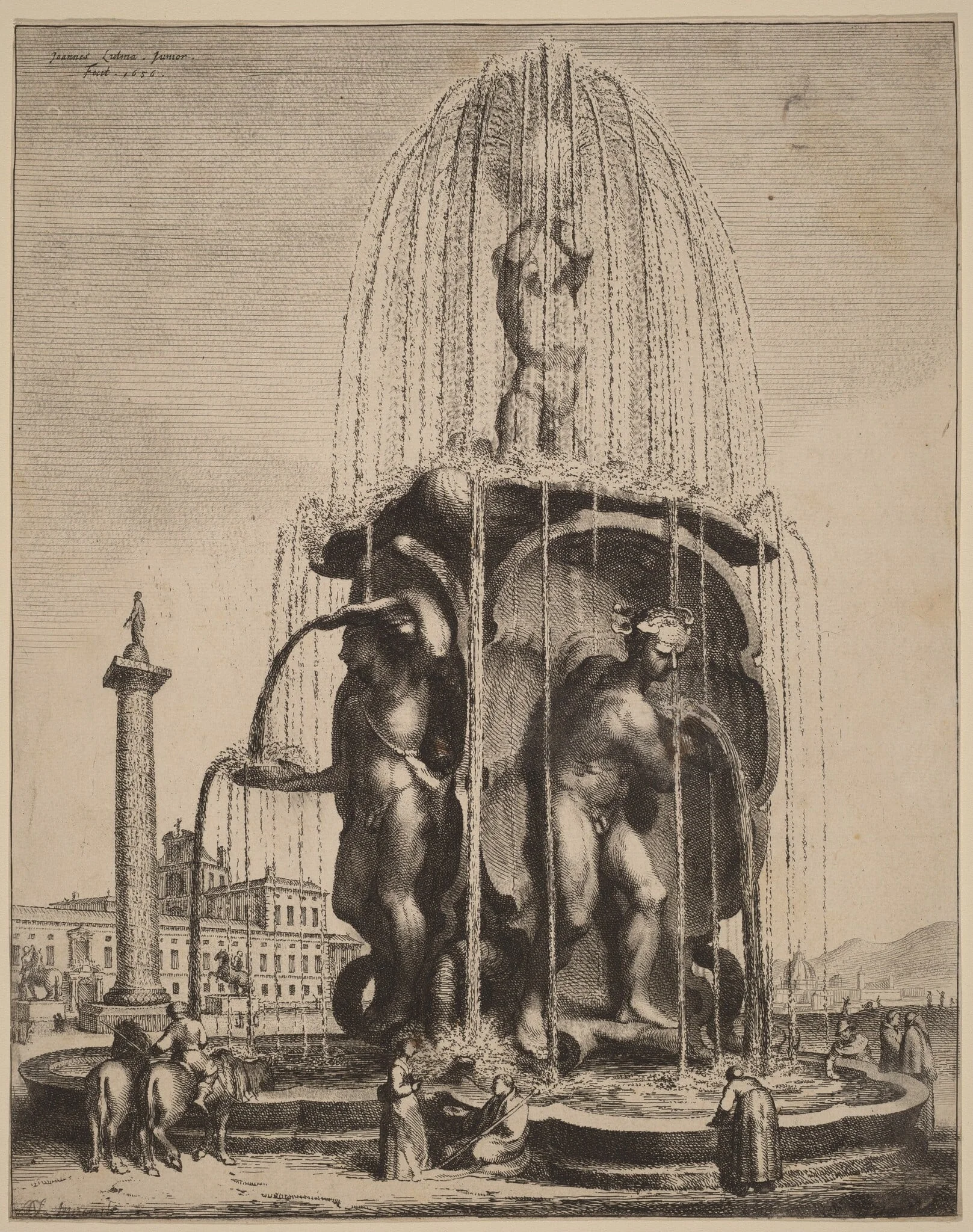 The Fountain and the Column of Trajan in Rome