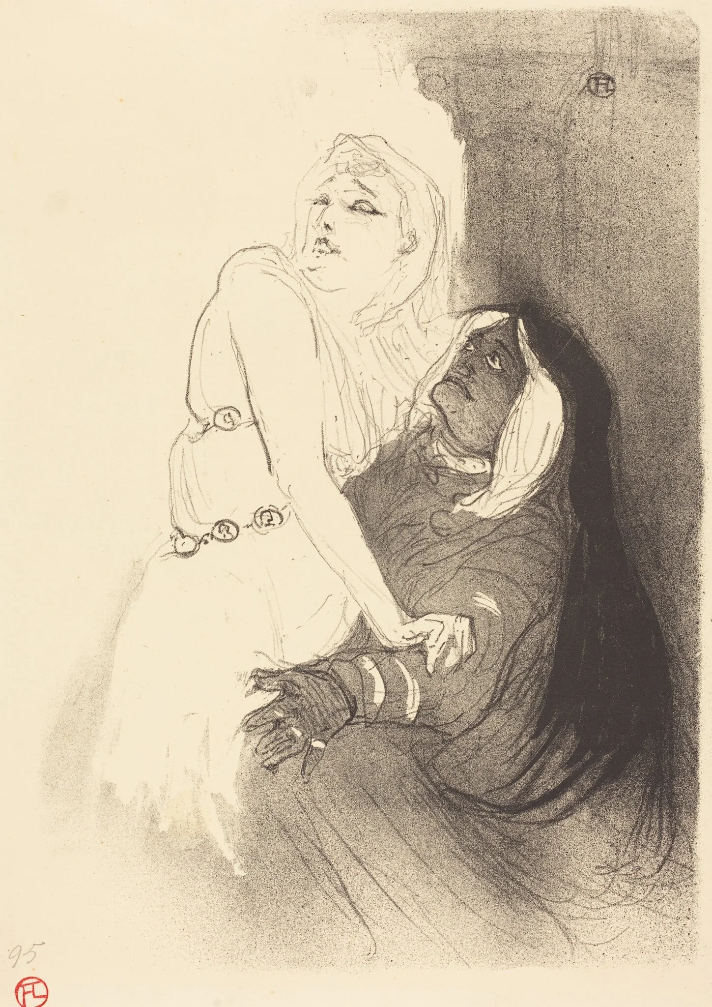 At the Renaissance: Sarah Bernhardt in "Phedre" (A la Renaissance: Sarah Bernhardt dans "Phèdre"), by Henri de Toulouse-Lautrec, ink, 1893