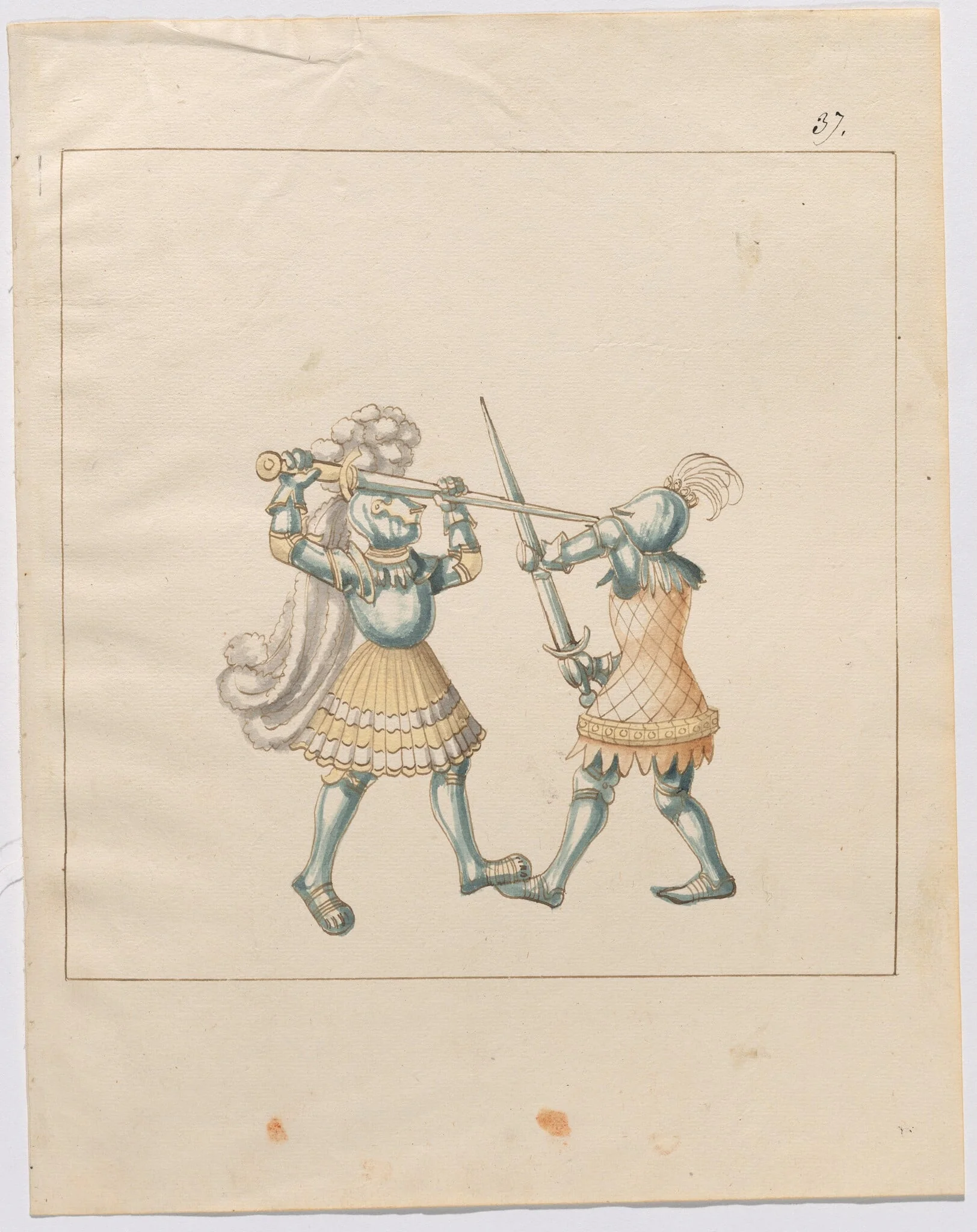 Foot Combat with Longswords, by German 16th Century, ink, 1514