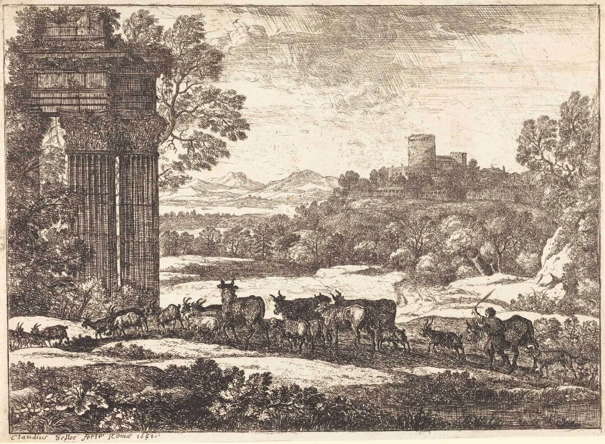 The Herd Returning in Stormy Weather (Le troupeau en marche par un temps orageux), by Claude Lorrain, ink, 1650