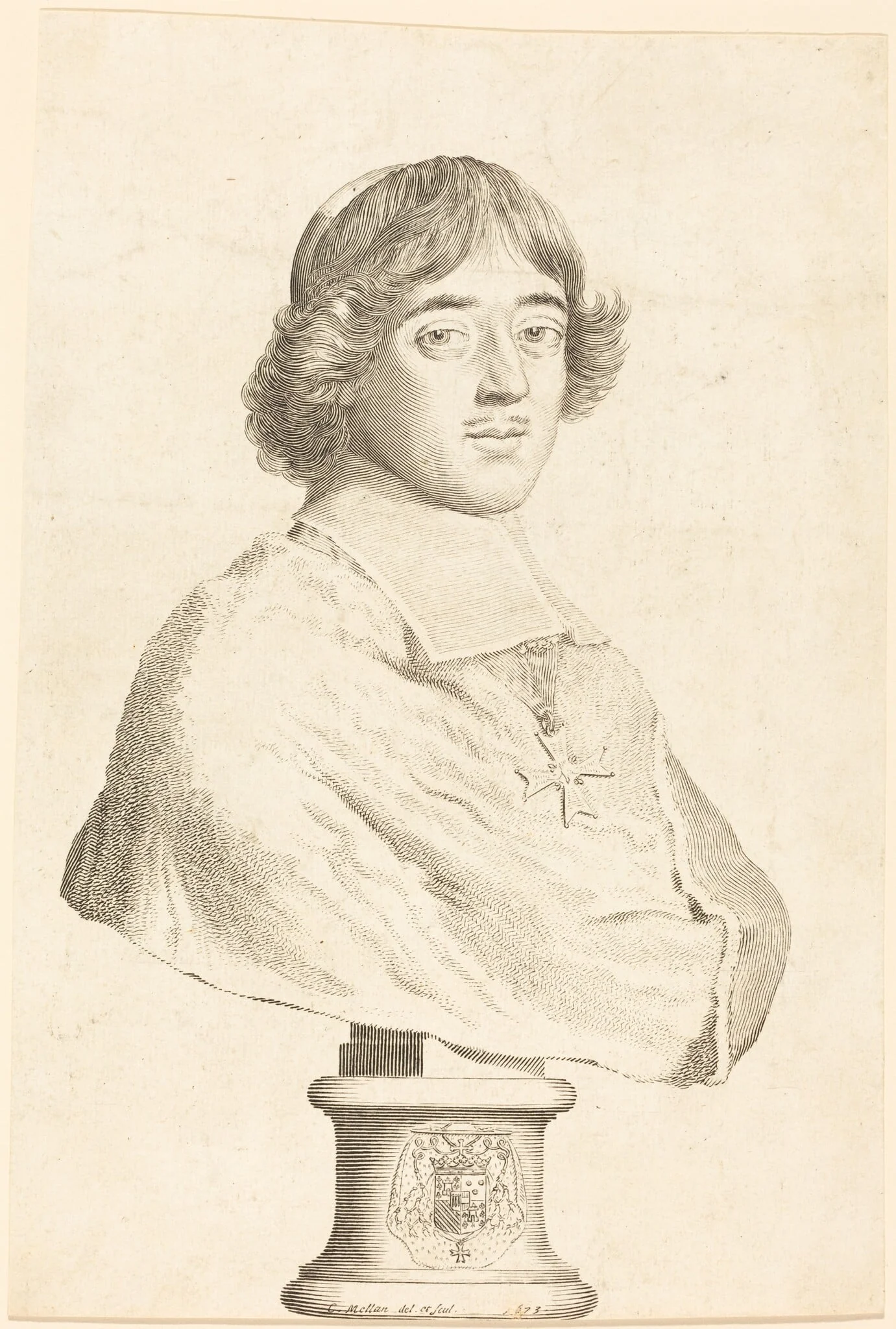 Cardinal de Bouillon, by Claude Mellan, ink, 1673