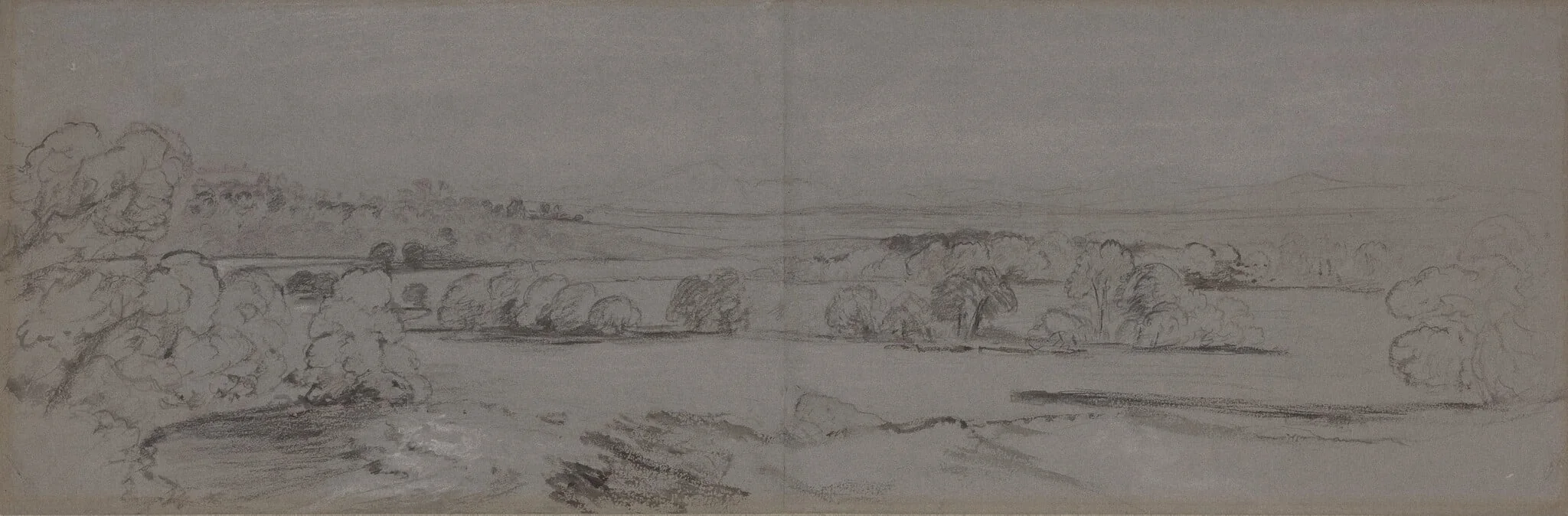 A View near Lowther, by Peter De Wint, ink, 1816