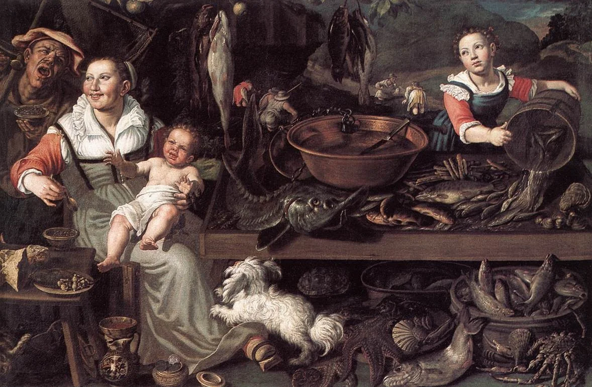 Fishmongers, by Vincenzo Campi, oil, 1590
