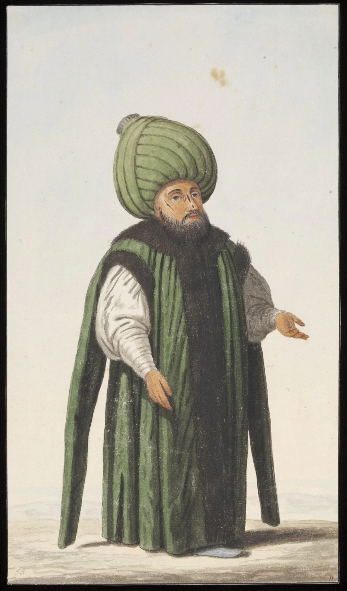 A senior Ottoman official, by Anonymous Greek artist, watercolor, 1809