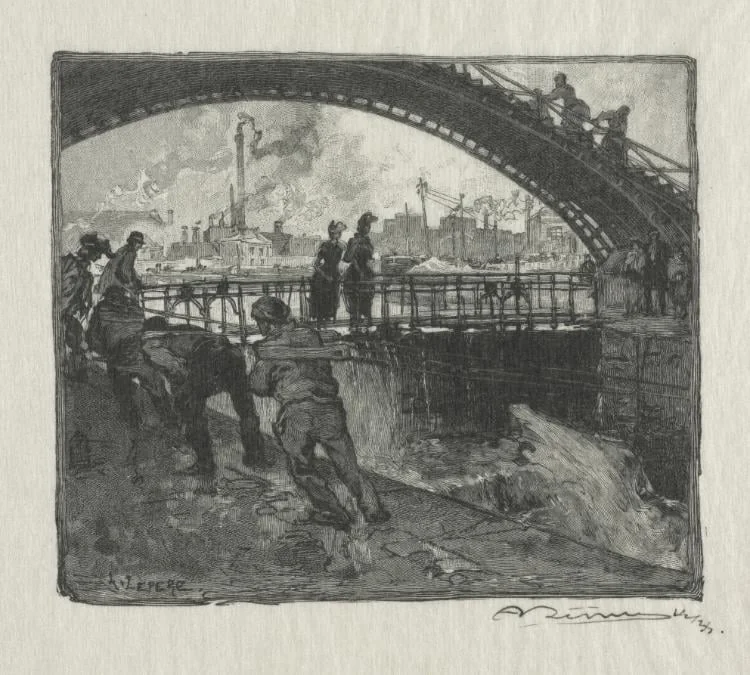 The Lock of the St. Martin Canal, by Auguste Lepère, 1890