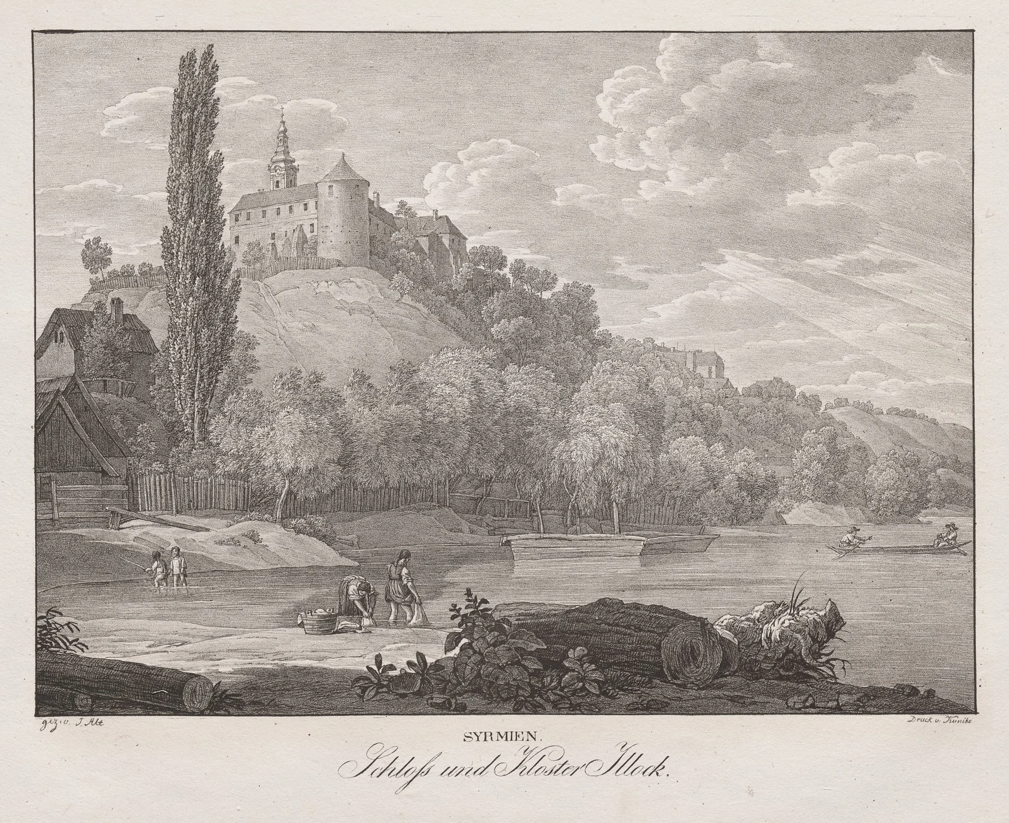 Syrmien, Schloss und Kloster Illock, by Jakob Alt, 1839