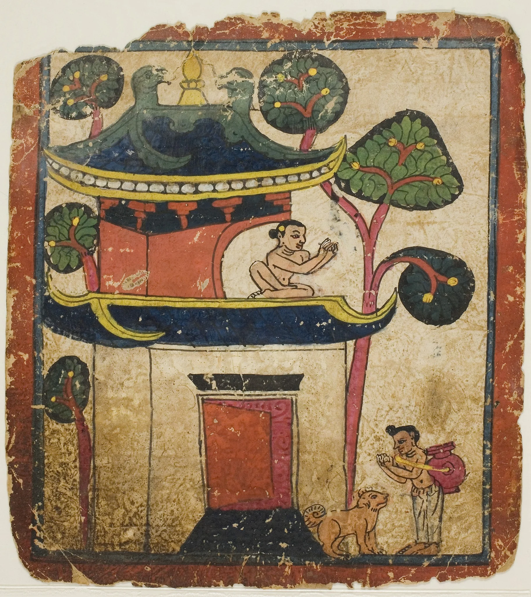 Scene from the Story of Buddha Ushnisha, from a Set of Initiation Cards (Tsakali), by Unknown, unspecified, 1400