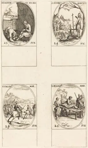 St. Zenon and Companions; St. John the Baptist; St. Gallicanus; St. Pelagius