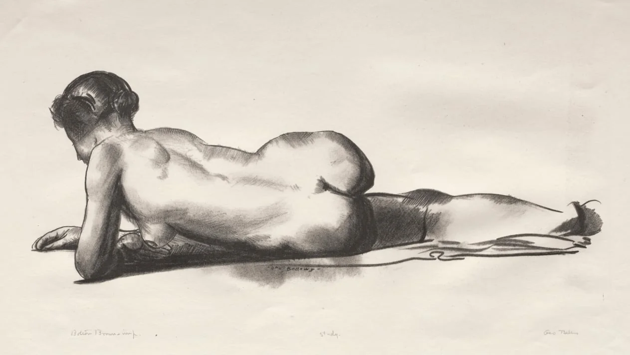 Nude Study, Woman Lying Prone, by George Bellows, 1924