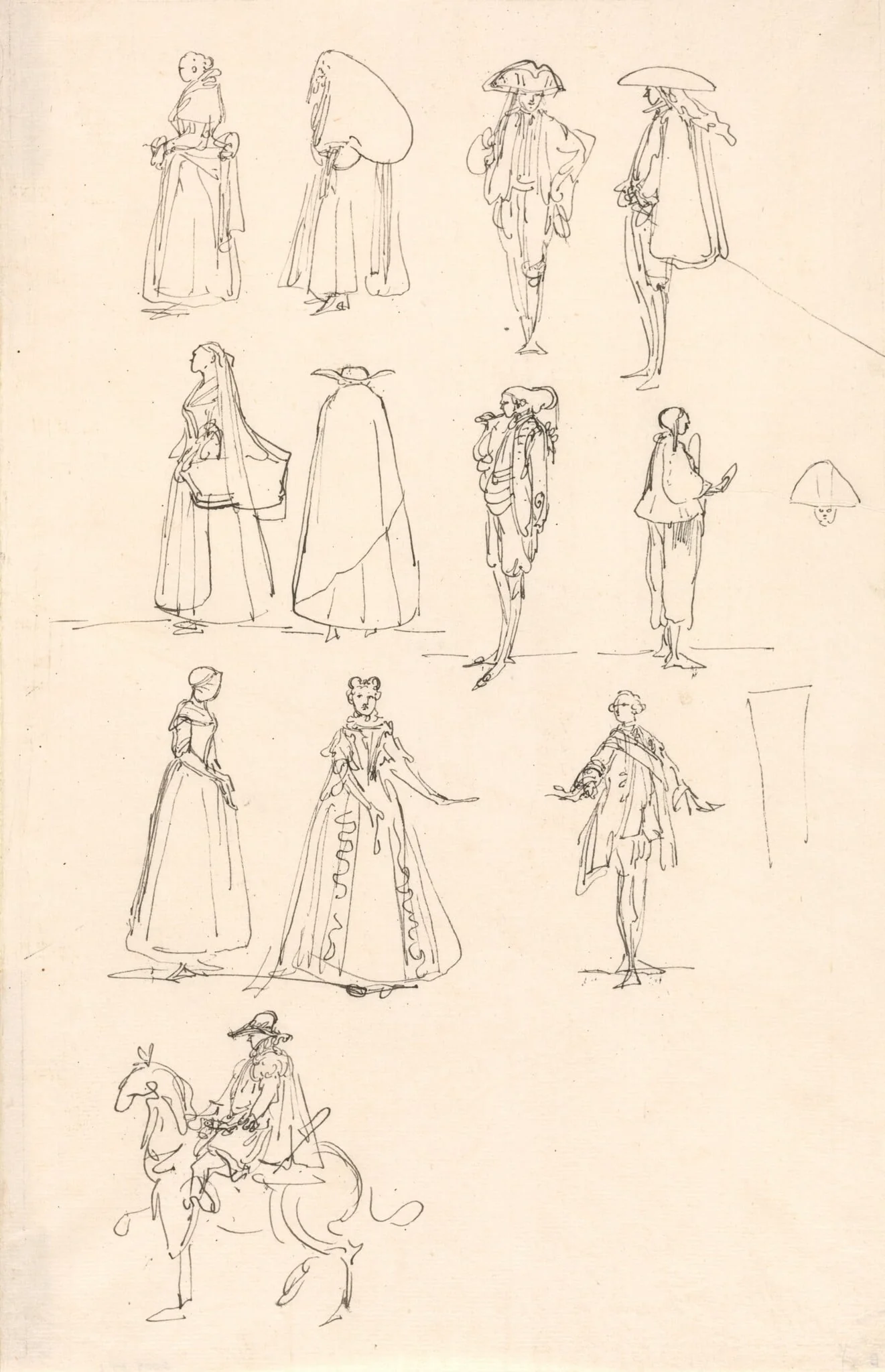 Historical Costumes, by Luis Paret y Alcázar, ink, 1780