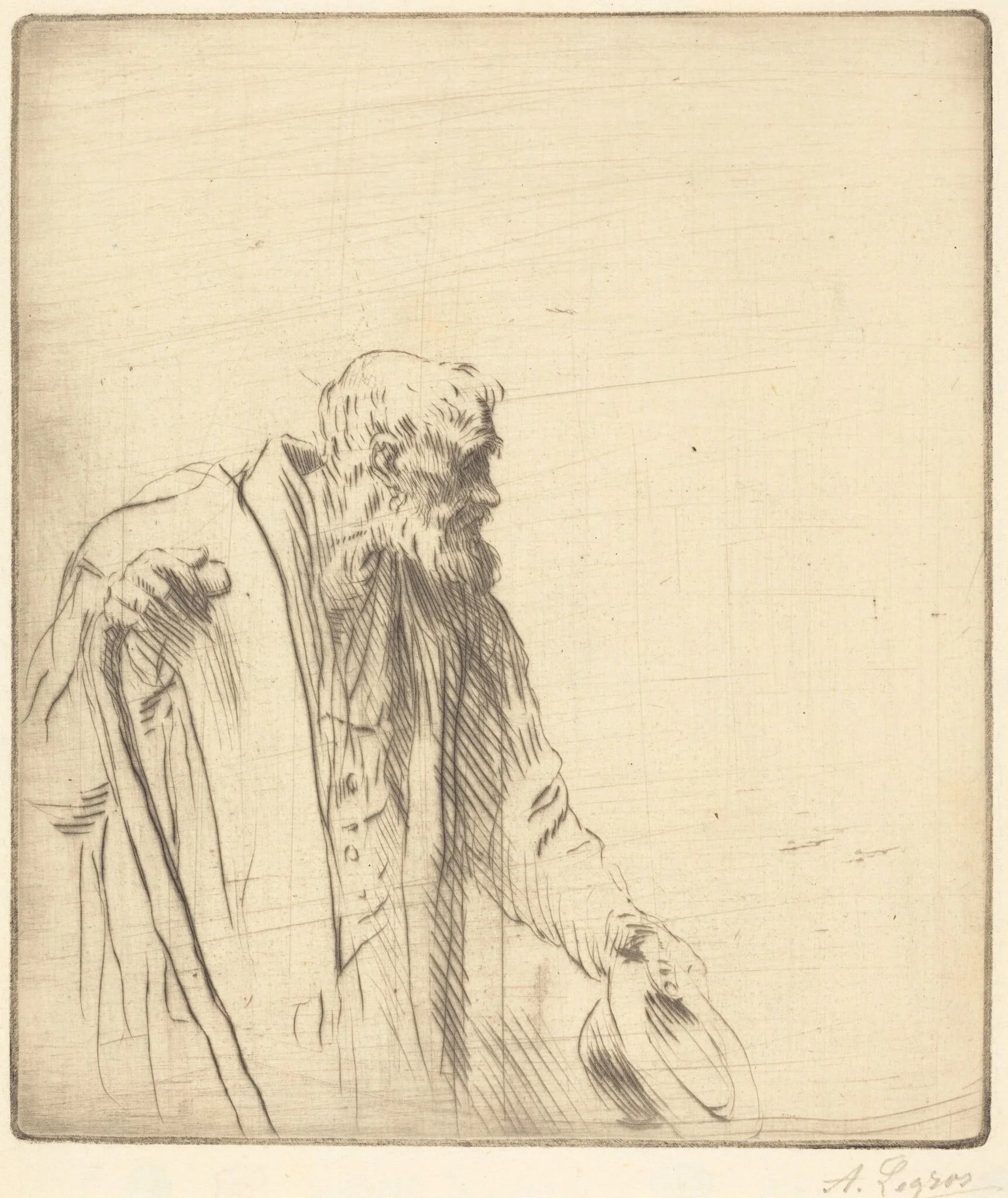 Beggar (Un mendiant), by Alphonse Legros, ink, 1874