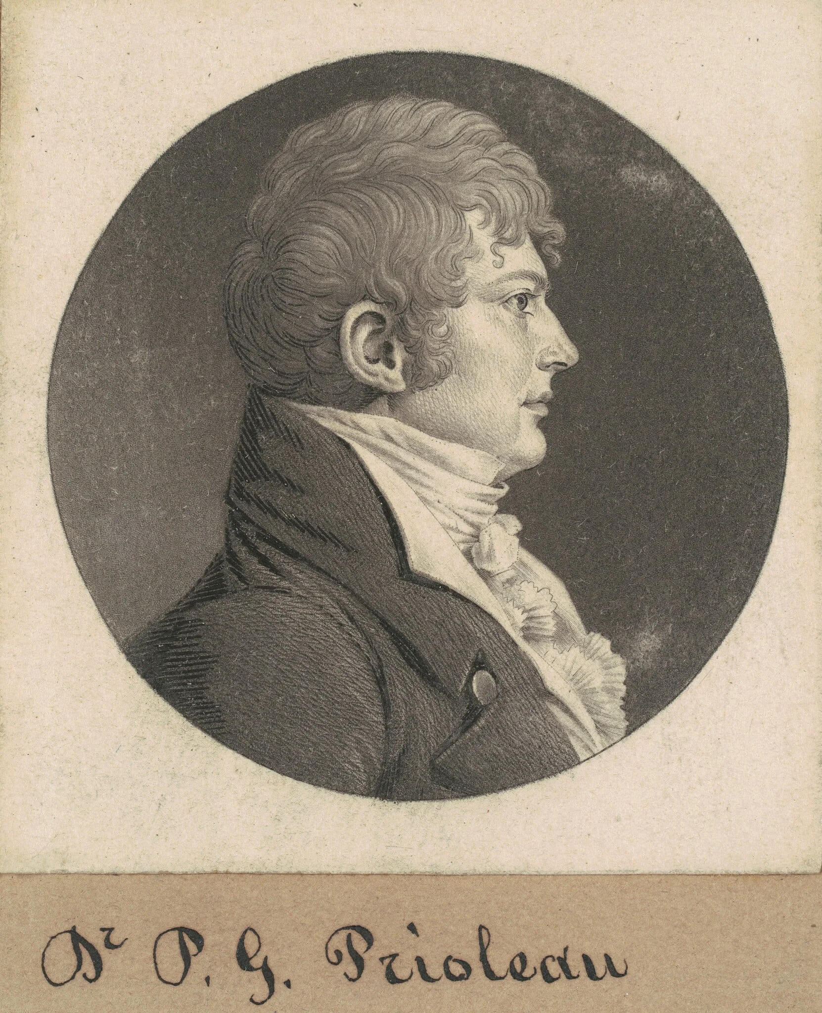 Unidentified Man, by Charles Balthazar Julien Févret de Saint-Mémin, ink, 1808