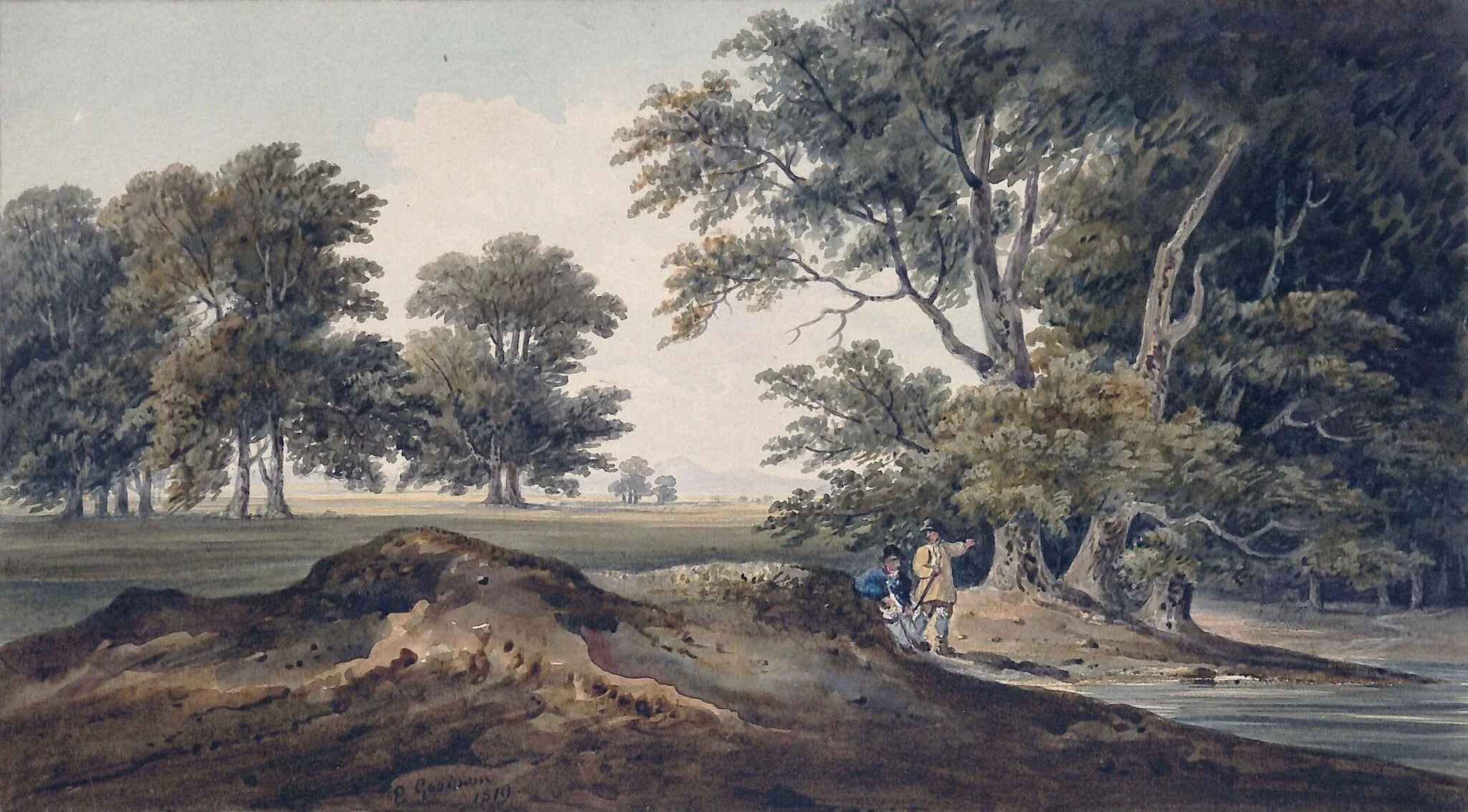 Landscape with trees and pond