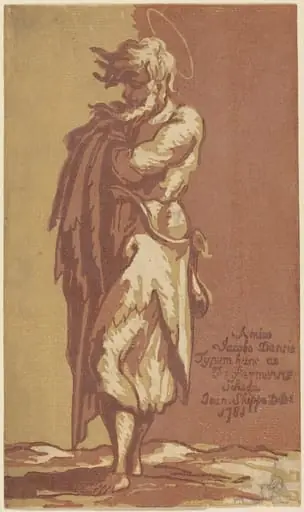 Male Saint Standing, with Folded Arms, Facing to the Left