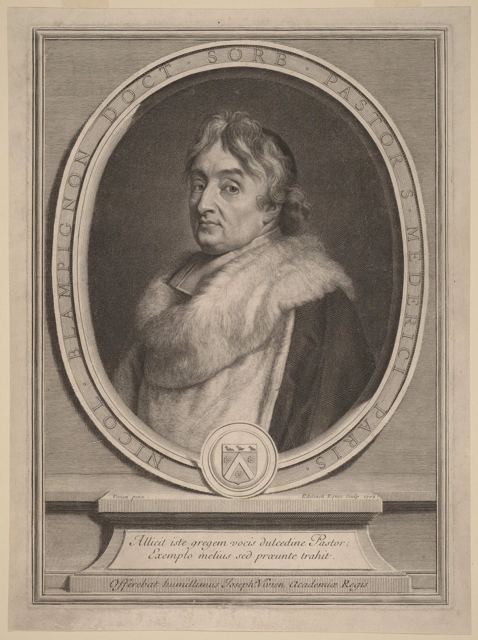 Nicolas de Blampignon, by Gerard Edelinck, ink, 1702